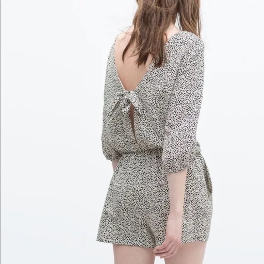 ZARA Black & White Romper Jumpsuit Shorts. Size XS